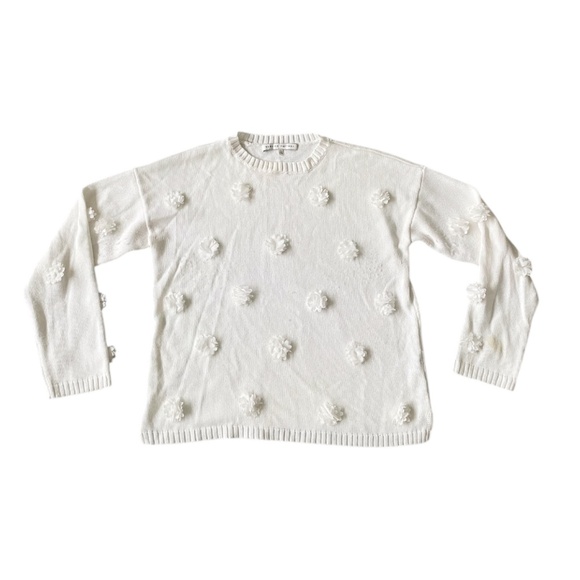 English Factory White Floral Appliqué Accented Sweater Size Large - Picture 1 of 9